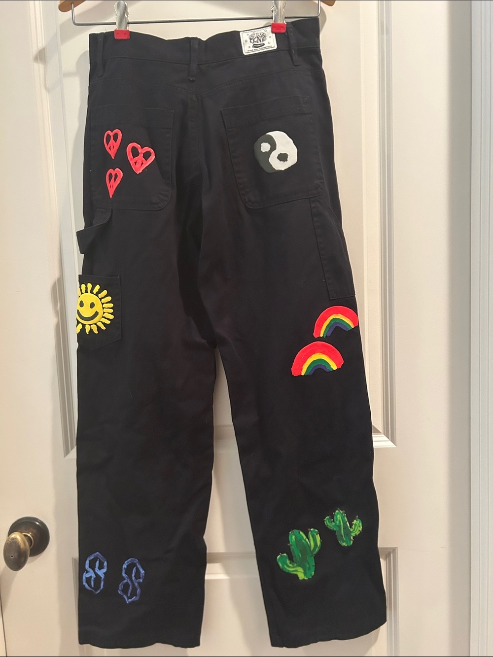 Coney Island Picnic Black Carpenter Pants w/Vibrant Rubber Graphics size 25